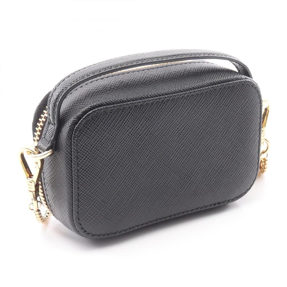 Prada Saffiano Triangle Clutch Shoulder Bag Leather Black - Picture 1 of 4